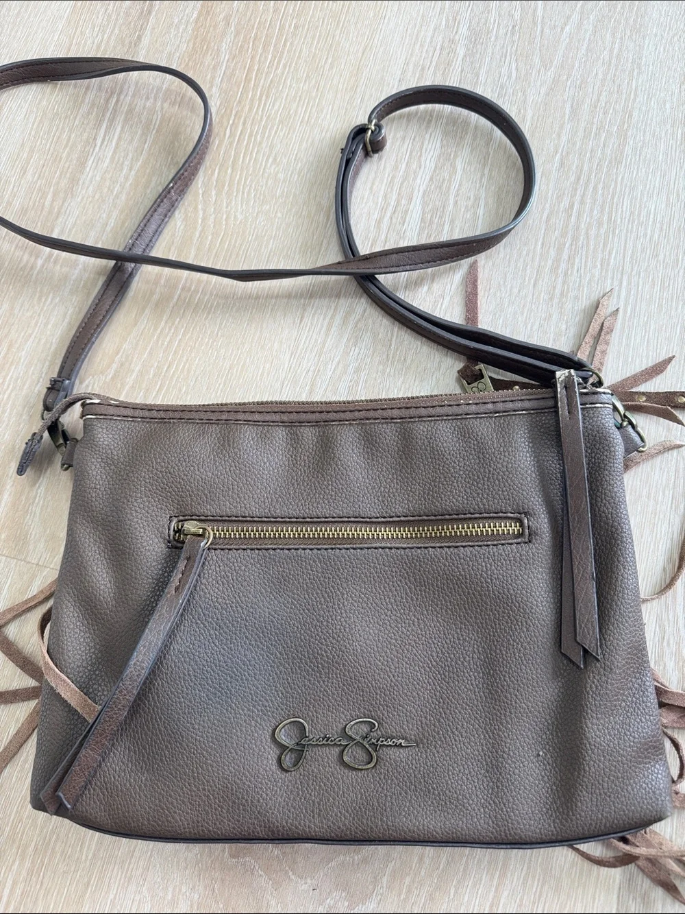 Jessica Simpson Brown Fringe Crossbody Bag
